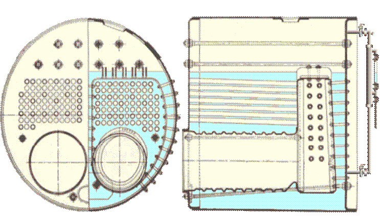 Scotch single-ended fire tube marine steam boilers